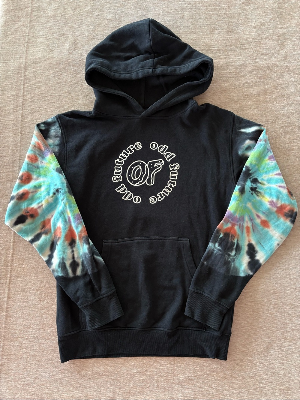 Odd Future Black Hoodie with Tie-Dye Sleeves Men’s Small